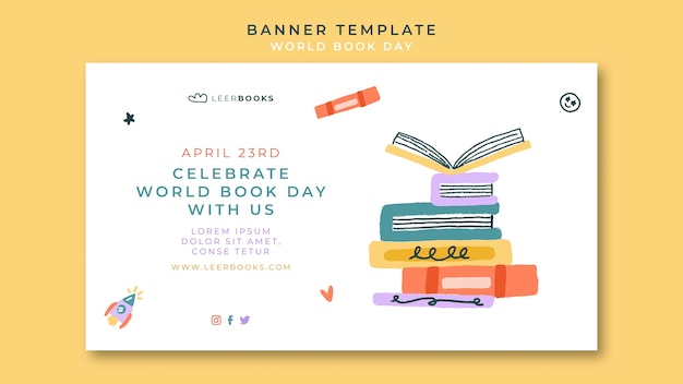 Horizontal banner template for world book day