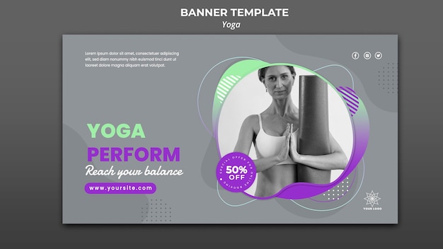 Modello di banner orizzontale per lezioni di yoga