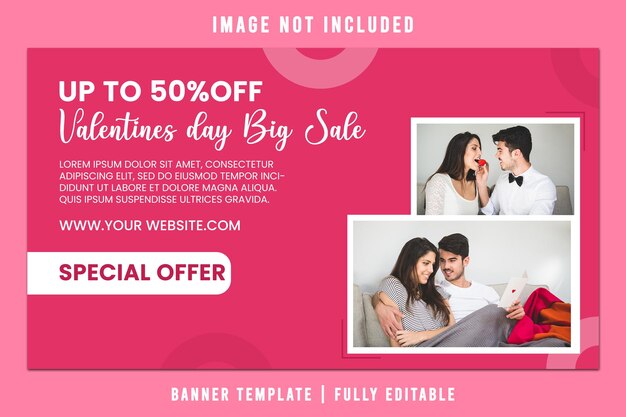 Horizontal banner for valentines day celebration