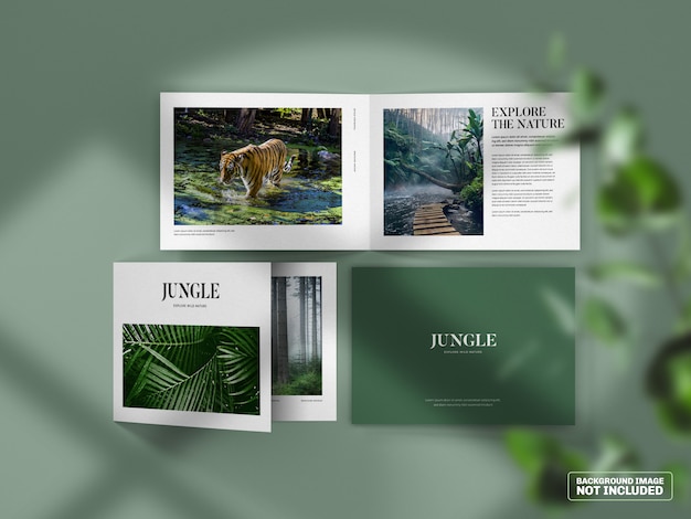 Horizontal bifold brochure mockup