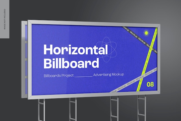 PSD horizontal billboard mockup left view