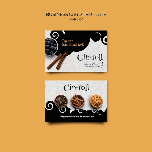 Horizontal business card template for bakery shop