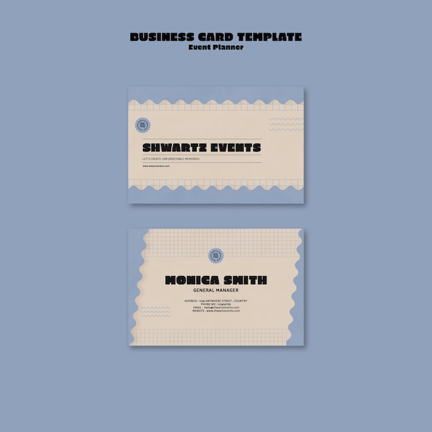 PSD horizontal business card template for event planner