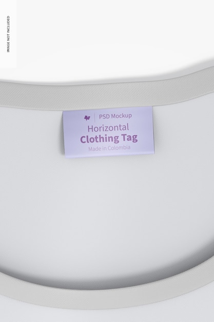 horizontal clothing tag on t shirt mockup