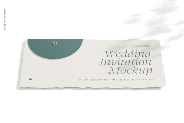 Orizzontale bordo deckle wedding card mockup, prospettiva