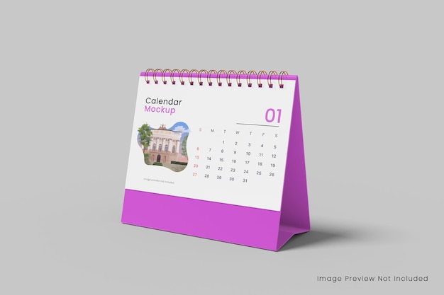 PSD horizontal desk calendar mockup 3d rendering