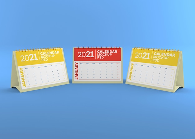 Horizontal desk calendar mockup isolated