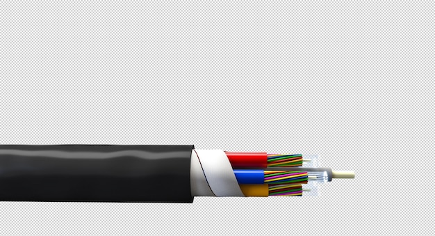 PSD Горизонтальный оптоволоконный кабель изолирован на белом