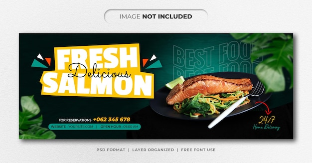 Horizontal food menu banner design template