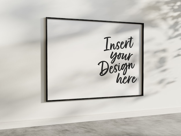 Horizontal frame hanging on wall mockup