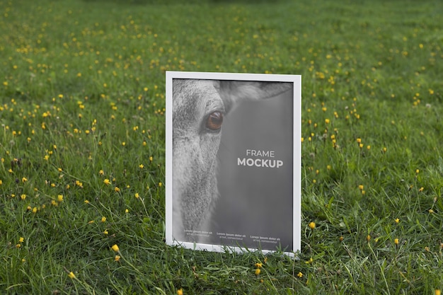 PSD horizontal frame mockup in golden hour