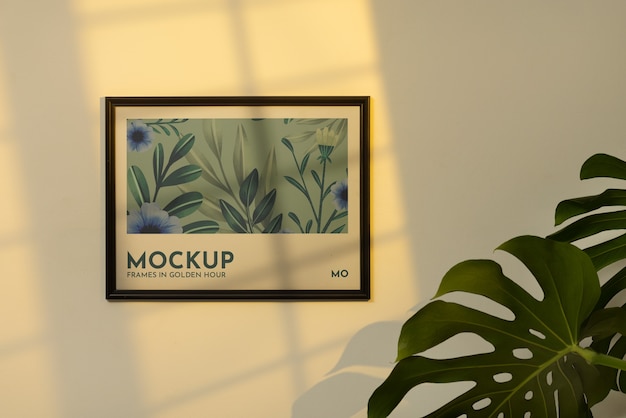 Horizontal frame mockup in golden hour