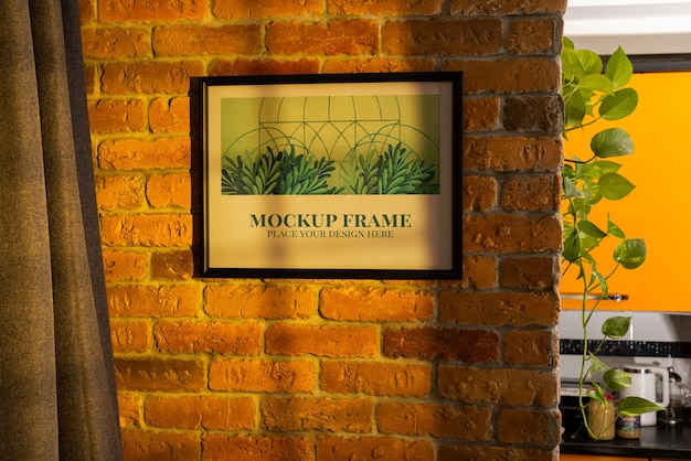 PSD horizontal frame mockup in golden hour