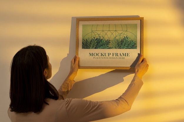 PSD horizontal frame mockup in golden hour