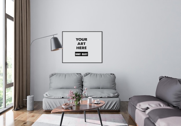 horizontal frame mockup in living room