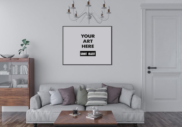 Horizontal Frame Mockup In living room