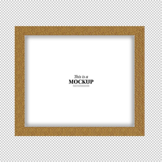 PSD horizontal golden photo frame mockup