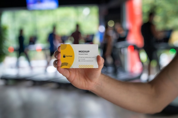 Horizontal gym business card mock-up design