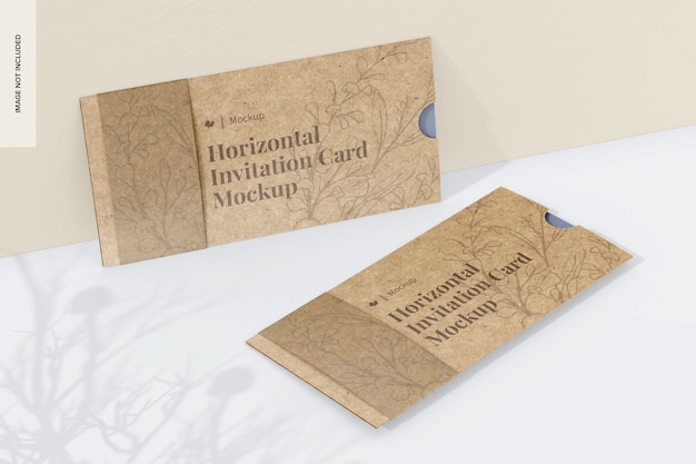 Horizontal invitation cards mockup leaned and dropped