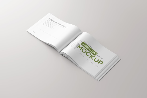 PSD horizontal open magazine mockup