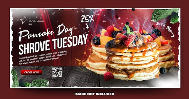 PSD horizontal pancake day shrove tuesday social media poster banner