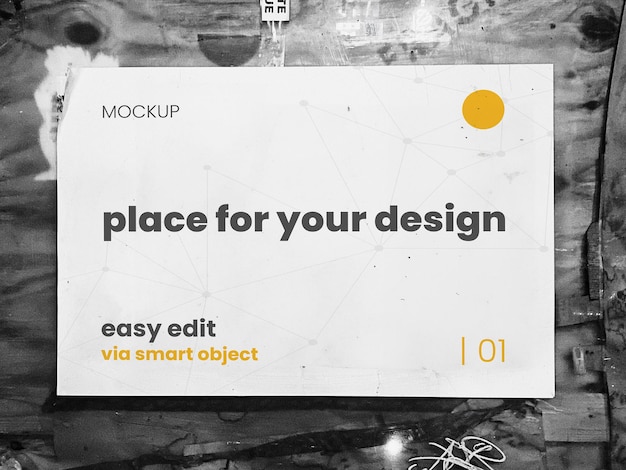PSD 壁のモックアップの水平紙のサイン