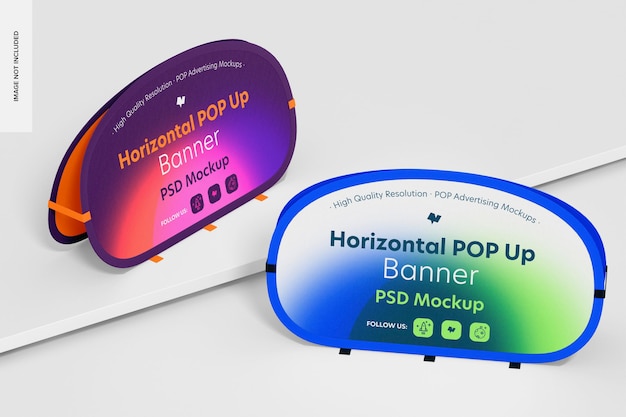 Mockup di banner pop-up orizzontali, perspectiva