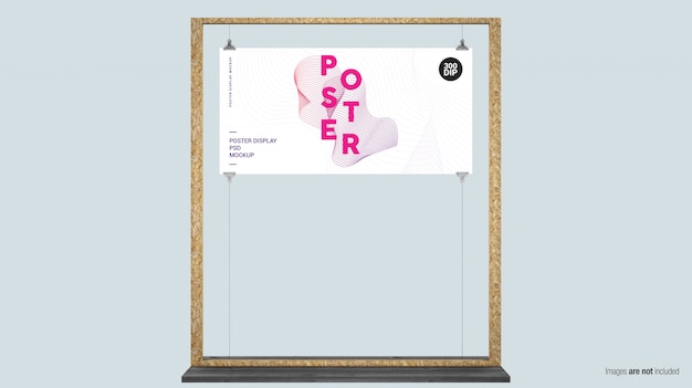 PSD horizontal poster display with wood frame