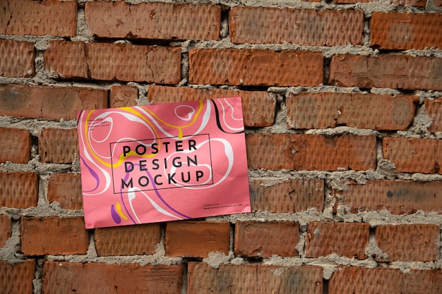PSD Горизонтальный макет плаката на стене