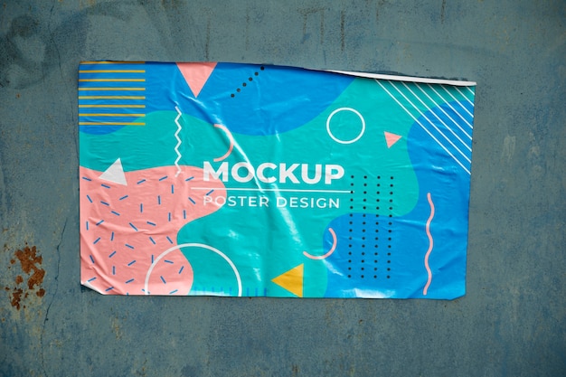 PSD mockup poster orizzontale sulla parete