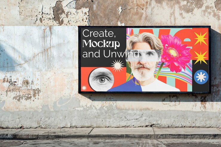 PSD horizontal screen  billboard mockup