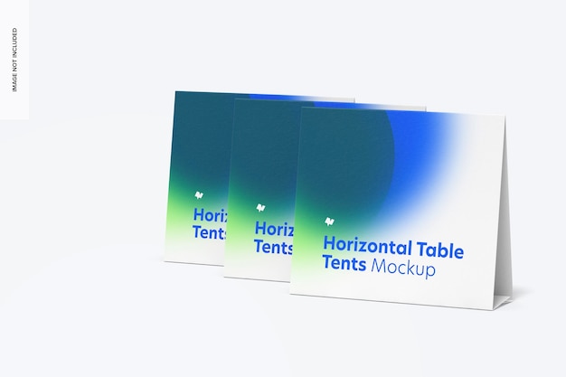 Horizontal table tent cards mockup set