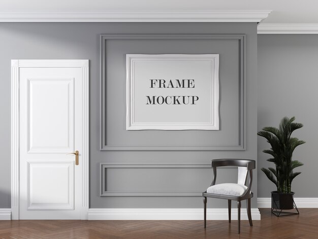 Horizontal white picture frame mockup