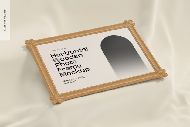 Horizontal wooden photo frame mockup