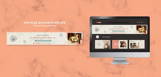 Horizontal youtube banner for floral arrangements shop