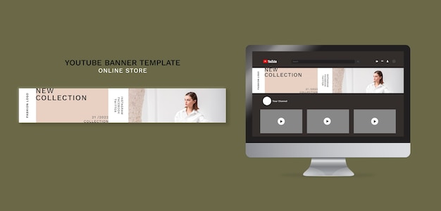 PSD horizontal youtube banner for minimalistic online fashion store