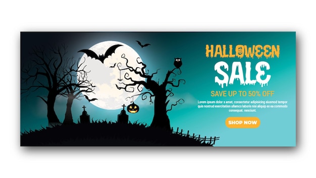 Horizontale banners met verloop voor halloween-dag psd-sjabloon