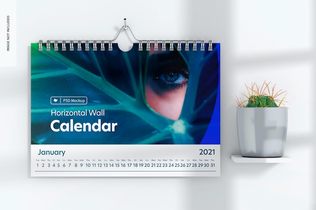 Horizontale wandkalender met potmodel