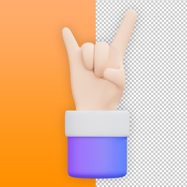 PSD Рог знак жест рукой 3d иллюстрация