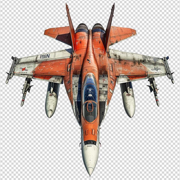 PSD hornet fighter jet isolated on transparent background