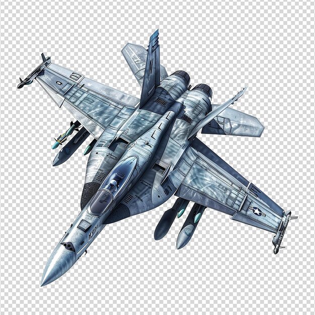 PSD hornet fighter jet isolated on transparent background