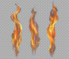 PSD horrible four flaming flames isolated on transparent background