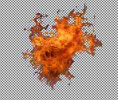 PSD horrific fire flame isolated on transparent background