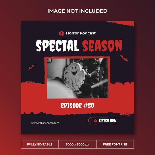 Horror Podcast Instagram Post Szablon Psd