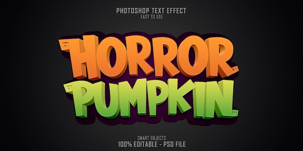 PSD horror pumpkin 3d text style effect template