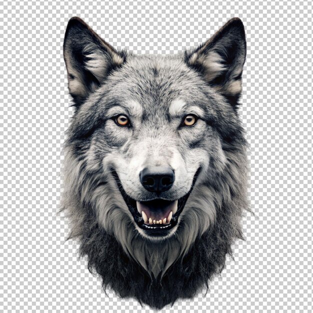 PSD horror wolf animal art on transparent background