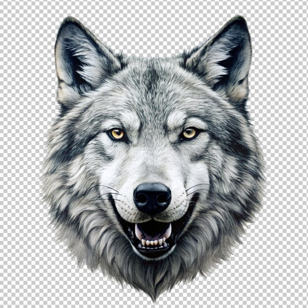 PSD horror wolf animal art on transparent background