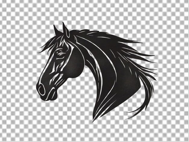 PSD horse head art sketch on transparent logo