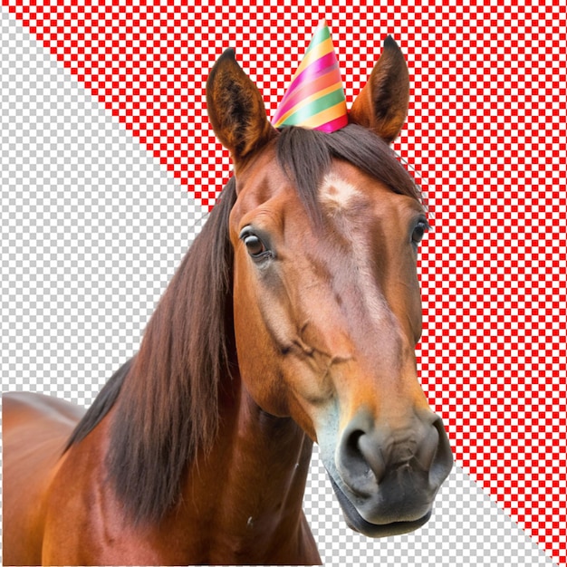 PSD horse in party cap