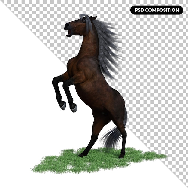 PSD posa del cavallo isolato rendering 3d premium